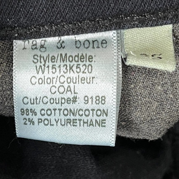 Rag and Bone Ankle Skinny Jeans 25 Coal High Rise Black Raw Hem - Picture 8 of 8